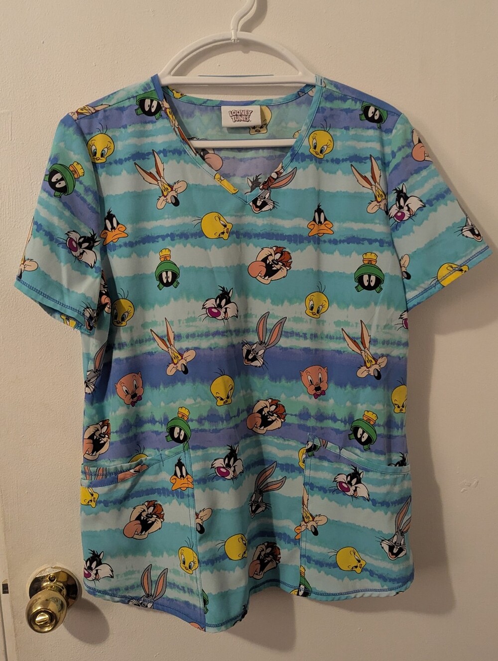 Warner Bros. Short Sleeve Tee in Aqua Blue with Multicolor Looney Tunes Print
